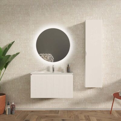 BADEN HAUS Mobile Bagno Sospeso Cannettato Bianco Opaco 80 Cm - Marsiglia BADEN HAUS Mobile Bagno Sospeso Cannettato Bianco Opaco 80 Cm - Marsiglia