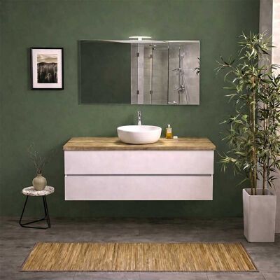 KIAMAMI VALENTINA Mobile Bagno Sospeso 120cm Bianco Export Con Top Rovere Naturale, Specchio E Lampada Berlin KIAMAMI VALENTINA Mobile Bagno Sospeso 120cm Bianco Export Con Top Rovere Naturale, Specchio E Lampada Berlin