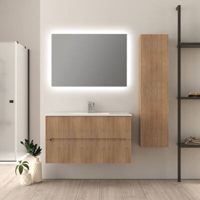 BADEN HAUS Mobile Da Bagno Cannettato 90 Cm Rovere Tabacco Riga BADEN HAUS Mobile Da Bagno Cannettato 90 Cm Rovere Tabacco Riga