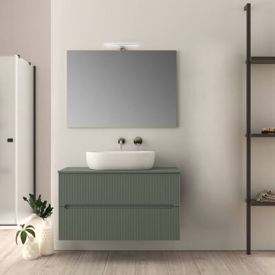 BADEN HAUS Mobile Da Bagno Verde Opaco 100 Cm Cannettato Palermo BADEN HAUS Mobile Da Bagno Verde Opaco 100 Cm Cannettato Palermo