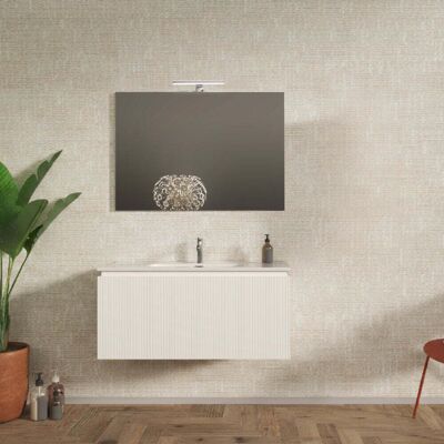 BADEN HAUS Mobile Bagno Sospeso 100 Cm Cannettato Bianco Opaco - Marsiglia BADEN HAUS Mobile Bagno Sospeso 100 Cm Cannettato Bianco Opaco - Marsiglia