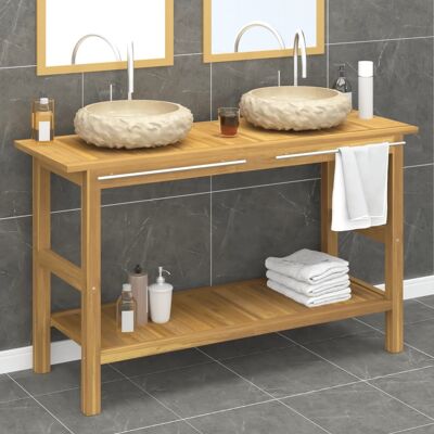 VIDAXL Mobile Vanità Bagno E Lavandini Marmo Crema Legno Massello Teak VIDAXL Mobile Vanità Bagno E Lavandini Marmo Crema Legno Massello Teak