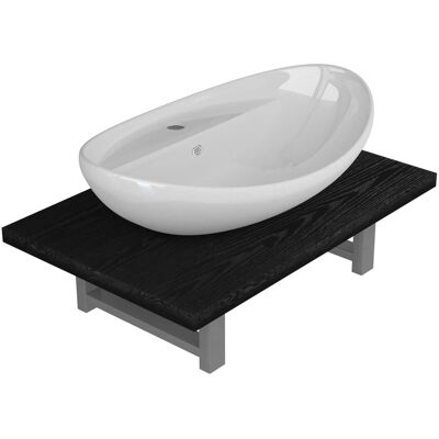 Set lavabo ovale in ceramica nero vidaXL con mensola da parete Set lavabo ovale in ceramica nero vidaXL con mensola da parete