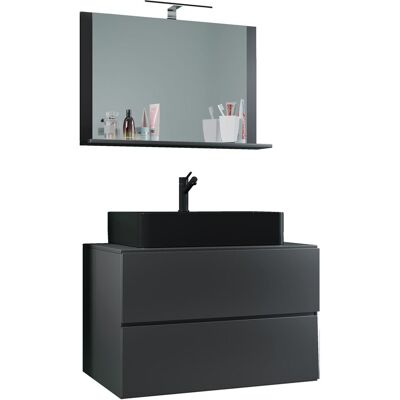 EBUY24 - Vcm 3 Pz Lavabo Lavabo Lavabo Larghezza Armadio Inferiore 80 Cm Arredo Bagno Set Con Cassetti Specchio Lendas M (antracite) EBUY24 - Vcm 3 Pz Lavabo Lavabo Lavabo Larghezza Armadio Inferiore 80 Cm Arredo Bagno Set Con Cassetti Specchio Lendas M (antracite)