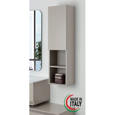 FERIDRAS Colonna Pensile Sospesa 'pastello' Con Anta E Ripiani Colore Tortora, 30x25x115 Cm FERIDRAS Colonna Pensile Sospesa 'pastello' Con Anta E Ripiani Colore Tortora, 30x25x115 Cm