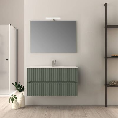 BADEN HAUS Mobile Bagno Verde Opaco Riga Cannettato 90 Cm BADEN HAUS Mobile Bagno Verde Opaco Riga Cannettato 90 Cm