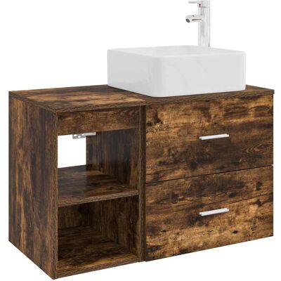 VIDAXL Set Di Mobili Per Il Bagno 2 Pcs Rovere Fumo VIDAXL Set Di Mobili Per Il Bagno 2 Pcs Rovere Fumo