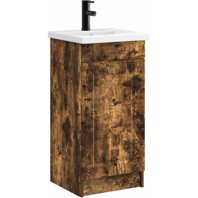 VIDAXL Mobile Da Bagno Con Lavabo Rovere Fumo 42 X 40 X 84,5 Cm VIDAXL Mobile Da Bagno Con Lavabo Rovere Fumo 42 X 40 X 84,5 Cm
