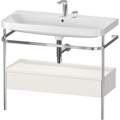 Set lavabo Duravit Happy D.2 Plus a forma di C con console in metallo - Bianco Nordico Set lavabo Duravit Happy D.2 Plus a forma di C con console in metallo - Bianco Nordico