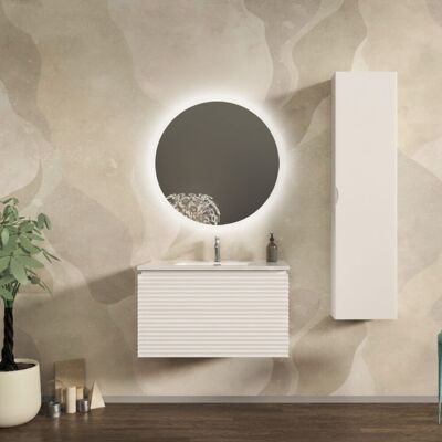BADEN HAUS Mobile Da Bagno 80 Cm Cannettato Orizzontale Su Tre Lati Sospeso Bianco Opaco - Malaga BADEN HAUS Mobile Da Bagno 80 Cm Cannettato Orizzontale Su Tre Lati Sospeso Bianco Opaco - Malaga