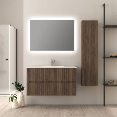 BADEN HAUS Mobile Bagno 90 Cm Plissè Finitura Noce Mod. Riga BADEN HAUS Mobile Bagno 90 Cm Plissè Finitura Noce Mod. Riga