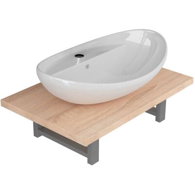 vidaXL Lavabo Ovale da Bagno in Ceramica e Mensola a Parete vidaXL Lavabo Ovale da Bagno in Ceramica e Mensola a Parete