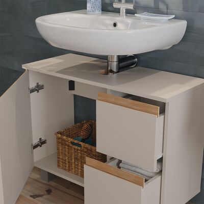 Vicco Mobile Sottolavabo Per Bagno J-shape, Cashmere/artigianale, 80 X 60.8 Cm Con 2 Cassetti, Vicco Mobile Sottolavabo Per Bagno J-shape, Cashmere/artigianale, 80 X 60.8 Cm Con 2 Cassetti,