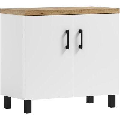 OEM Mobiletto Per Lavabo Da Bagno Roco 60 In Rovere Bianco/oro. OEM Mobiletto Per Lavabo Da Bagno Roco 60 In Rovere Bianco/oro.