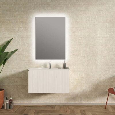BADEN HAUS Mobile Bagno Sospeso Cannettato Bianco Opaco 80 Cm - Marsiglia BADEN HAUS Mobile Bagno Sospeso Cannettato Bianco Opaco 80 Cm - Marsiglia