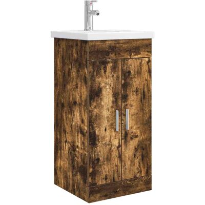VIDAXL Mobile Da Bagno Con Lavabo Rovere Fumo 42 X 40 X 84,5 Cm VIDAXL Mobile Da Bagno Con Lavabo Rovere Fumo 42 X 40 X 84,5 Cm