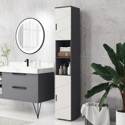 KELLANY Mobile Da Bagno Stretto, Armadietto Per Il Bagno Con Ripiano Regolabile E 2 Scomparti Aperti, Mobile Per Bagni Piccoli, Soggiorno 30 X 30 X 183 Cm Grigio KELLANY Mobile Da Bagno Stretto, Armadietto Per Il Bagno Con Ripiano Regolabile E 2 Scomparti Aperti, Mobile Per Bagni Piccoli, Soggiorno 30 X 30 X 183 Cm Grigio