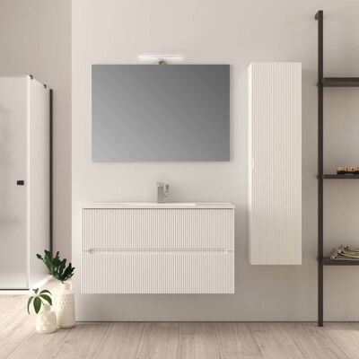 BADEN HAUS Mobile Bagno 90 Cm Bianco Opaco Cannettato Mod. Riga BADEN HAUS Mobile Bagno 90 Cm Bianco Opaco Cannettato Mod. Riga