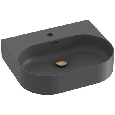 RAVAK Ceramic - Lavabo 55x45 Cm, Con Troppopieno E Foro Per Miscelatore, Antracite Xjx03155002 RAVAK Ceramic - Lavabo 55x45 Cm, Con Troppopieno E Foro Per Miscelatore, Antracite Xjx03155002