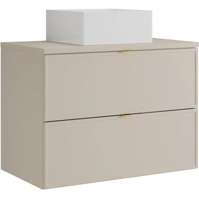 Unique Mobile Bagno Sospeso Con Lavabo Da Appoggio Quadrato Beige 80 Cm - Ondil Unique Mobile Bagno Sospeso Con Lavabo Da Appoggio Quadrato Beige 80 Cm - Ondil