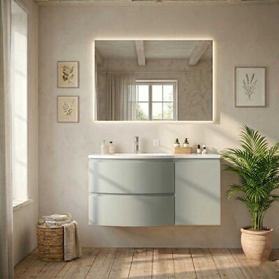 KIAMAMI VALENTINA Mobile Bagno Sospeso 105cm Verde Salvia Con Lavabo Sx Los Angeles KIAMAMI VALENTINA Mobile Bagno Sospeso 105cm Verde Salvia Con Lavabo Sx Los Angeles