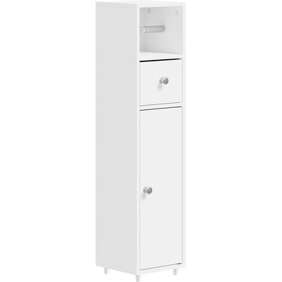 SOBUY Mobiletto Portarotolo Bianco Con Cassetto Armadietto Bagno Con Ripiano Superiore Aperto Mobiletto Bianco Per Bagno In Pannello Di Particelle 20×20×85 Cm Bzr219-w SOBUY Mobiletto Portarotolo Bianco Con Cassetto Armadietto Bagno Con Ripiano Superiore Aperto Mobiletto Bianco Per Bagno In Pannello Di Particelle 20×20×85 Cm Bzr219-w