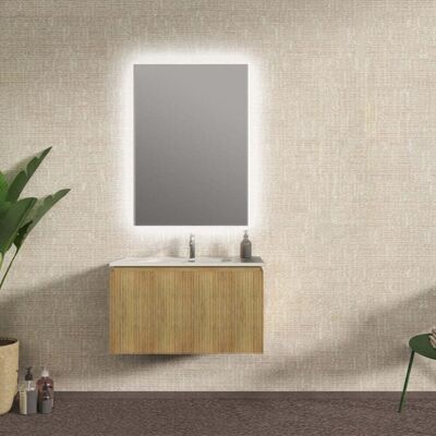 BADEN HAUS Mobile Bagno Sospeso Cannettato Rovere Tabacco 80 Cm - Marsiglia BADEN HAUS Mobile Bagno Sospeso Cannettato Rovere Tabacco 80 Cm - Marsiglia