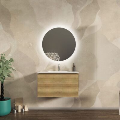 BADEN HAUS Mobile Bagno Sospeso Cannettato Orizzontale 80 Cm Rovere Tabacco - Malaga BADEN HAUS Mobile Bagno Sospeso Cannettato Orizzontale 80 Cm Rovere Tabacco - Malaga