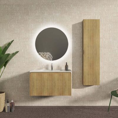 BADEN HAUS Mobile Bagno Sospeso Cannettato Rovere Tabacco 80 Cm - Marsiglia BADEN HAUS Mobile Bagno Sospeso Cannettato Rovere Tabacco 80 Cm - Marsiglia