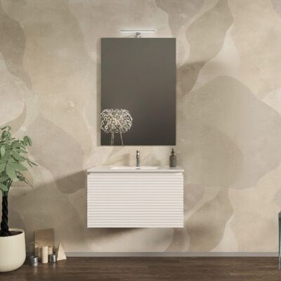BADEN HAUS Mobile Da Bagno 80 Cm Cannettato Orizzontale Su Tre Lati Sospeso Bianco Opaco - Malaga BADEN HAUS Mobile Da Bagno 80 Cm Cannettato Orizzontale Su Tre Lati Sospeso Bianco Opaco - Malaga