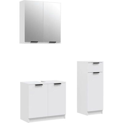 Set di mobili da bagno bianco vidaXL 3 pezzi in legno multistrato - Set di mobili bagno Set di mobili da bagno bianco vidaXL 3 pezzi in legno multistrato - Set di mobili bagno