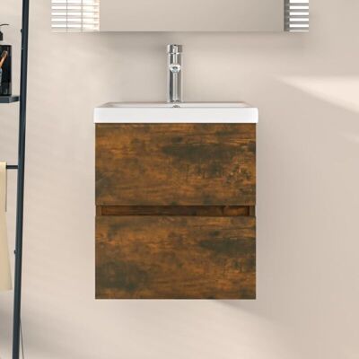 vidaXL Nova Mobile lavabo Rovere Fumato - Armadietto bagno vidaXL Nova Mobile lavabo Rovere Fumato - Armadietto bagno