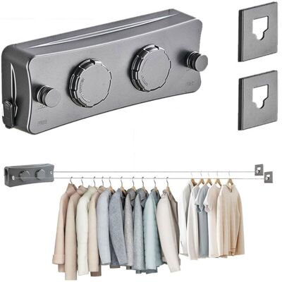OEM Stendibiancheria A Parete Retrattile Con Due File Di Fili - Con 2 Fili Da 5 M - Manopola Di Regolazione Della Tensione - Per Balcone, Lavanderia, Camera Da Letto - Grigio OEM Stendibiancheria A Parete Retrattile Con Due File Di Fili - Con 2 Fili Da 5 M - Manopola Di Regolazione Della Tensione - Per Balcone, Lavanderia, Camera Da Letto - Grigio