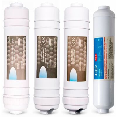 ROSMMEL Kit Completo Di Ricambio Filtri Per Osmosi Inversa Universale In-line Pp+gac+cto+post-filtro Attacco Rapido 1/4' ROSMMEL Kit Completo Di Ricambio Filtri Per Osmosi Inversa Universale In-line Pp+gac+cto+post-filtro Attacco Rapido 1/4'