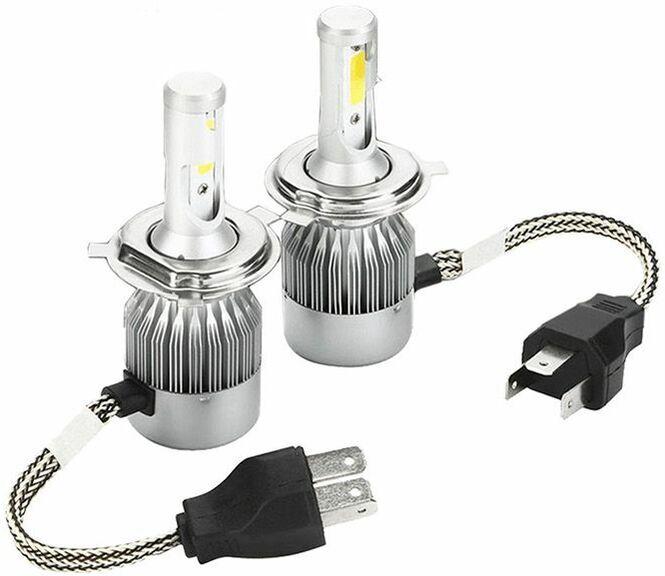 BES - Coppia lampade led auto C6 H4-3 luce fredda 6000k ricambio luci moto