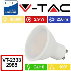 V-TAC VT-2333 Faretto LED GU10 2,9W 100° Copertura satinata Bianco naturale - 4000K