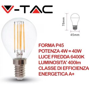 V-TAC VT-1996 Lampadina led E14 4W P45 Filamento Bianco freddo - 6400K -