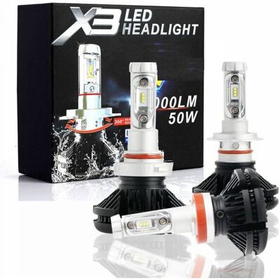 MARCA Coppia Lampade X3 Led Headlight H4 Led Cree 6000k 6000 Lumen 12v Xenon Fari Auto MARCA Coppia Lampade X3 Led Headlight H4 Led Cree 6000k 6000 Lumen 12v Xenon Fari Auto