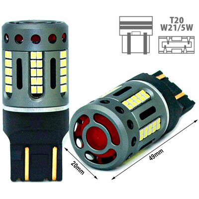 CARALL - Lampada Led 7443 Ck T20 W21/5w 100% Canbus 12v 21/5w Effettiva Bianco 6000k Con Ventola In Testa CARALL - Lampada Led 7443 Ck T20 W21/5w 100% Canbus 12v 21/5w Effettiva Bianco 6000k Con Ventola In Testa