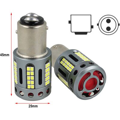 CARALL - Lampada Led Bay15d 1157 100% Canbus 12v 21/5w Effettiva Bianco 6000k Con Ventola In Testa CARALL - Lampada Led Bay15d 1157 100% Canbus 12v 21/5w Effettiva Bianco 6000k Con Ventola In Testa