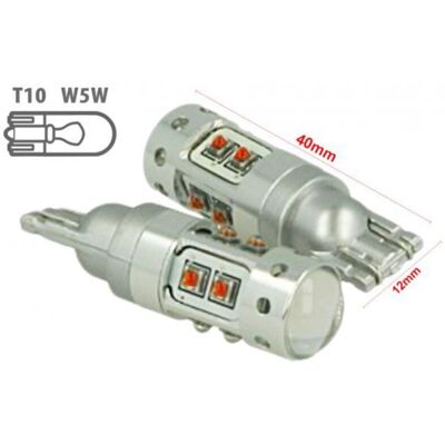 CARALL - Lampada Led T10 T15 Wy16w 12v 50w Arancione 10 Smd Cree Con Lente Per Freccia CARALL - Lampada Led T10 T15 Wy16w 12v 50w Arancione 10 Smd Cree Con Lente Per Freccia