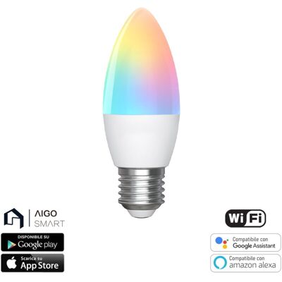 AIGOSTAR Lampadina LED Smart WiFi E27 C37 - 6,5W, Dimmabile, Controllo App AIGOSTAR Lampadina LED Smart WiFi E27 C37 - 6,5W, Dimmabile, Controllo App