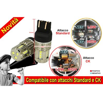CARALL - Lampada Led 7743 T20 12v 45w Bianco No Polarita Super Luminoso Compatibile Con Attacco Ck Auto Americano CARALL - Lampada Led 7743 T20 12v 45w Bianco No Polarita Super Luminoso Compatibile Con Attacco Ck Auto Americano