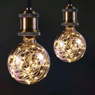 DPZO Lampadina Led G95 A Forma Di Globo Per Illuminazione Notturna D'Atmosfera, Attacco Standard E27 Edison, Con Luci Decorative A Forma Di Stella Per Camera Da Letto E Soggiorno [confezione Da 2, Luce Bia DPZO Lampadina Led G95 A Forma Di Globo Per Illuminazione Notturna D'Atmosfera, Attacco Standard E27 Edison, Con Luci Decorative A Forma Di Stella Per Camera Da Letto E Soggiorno [confezione Da 2, Luce Bia