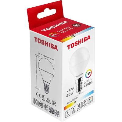 Toshiba Lampadina G45 5w 2700k Led Bianco Caldo Toshiba Lampadina G45 5w 2700k Led Bianco Caldo