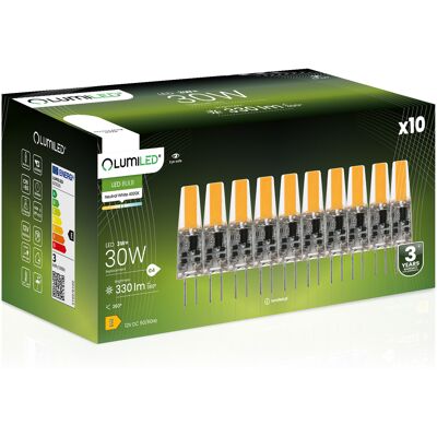 OEM 10 Capsule Led G4 Da 3w = 30w 330lm 4000k Neutro 360° 12v Filamento Lumiled OEM 10 Capsule Led G4 Da 3w = 30w 330lm 4000k Neutro 360° 12v Filamento Lumiled