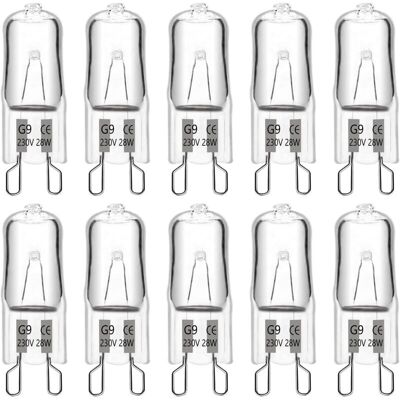 DPZO Lampadina Alogena G9 Da 28w 230v, 370lm 2700k Bianco Caldo, Dimmerabile, A Capsula G9, Per Lampadari, Lampade Da Giardino, Applique, Illuminazione Per Mobili, Confezione Da 10 DPZO Lampadina Alogena G9 Da 28w 230v, 370lm 2700k Bianco Caldo, Dimmerabile, A Capsula G9, Per Lampadari, Lampade Da Giardino, Applique, Illuminazione Per Mobili, Confezione Da 10