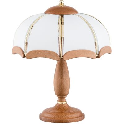 ALFA Sikorka Classic Wooden Bedside Table Lamp For Bedroom Nightstand, Light Wood & White Glass, 2x E14 Sockets Max 10w, Dimmable With Bulb, 40cm Height, Ip20, Model 769 ALFA Sikorka Classic Wooden Bedside Table Lamp For Bedroom Nightstand, Light Wood & White Glass, 2x E14 Sockets Max 10w, Dimmable With Bulb, 40cm Height, Ip20, Model 769