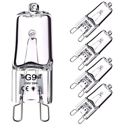 OEM Lampadina Alogena G9 Da 28w 230v, 370lm 2800k Bianco Caldo, Dimmerabile, Per Lampadari, Luci Per Mobili, Luci Da Giardino, Applique (confezione Da 5) OEM Lampadina Alogena G9 Da 28w 230v, 370lm 2800k Bianco Caldo, Dimmerabile, Per Lampadari, Luci Per Mobili, Luci Da Giardino, Applique (confezione Da 5)