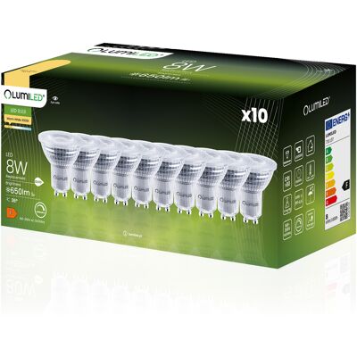 OEM 10 Lampadine Led Gu10 Spotlight Par16 8w = 80w 650lm 3000k Luce Calda 36° Dimmerabile Lumiled OEM 10 Lampadine Led Gu10 Spotlight Par16 8w = 80w 650lm 3000k Luce Calda 36° Dimmerabile Lumiled